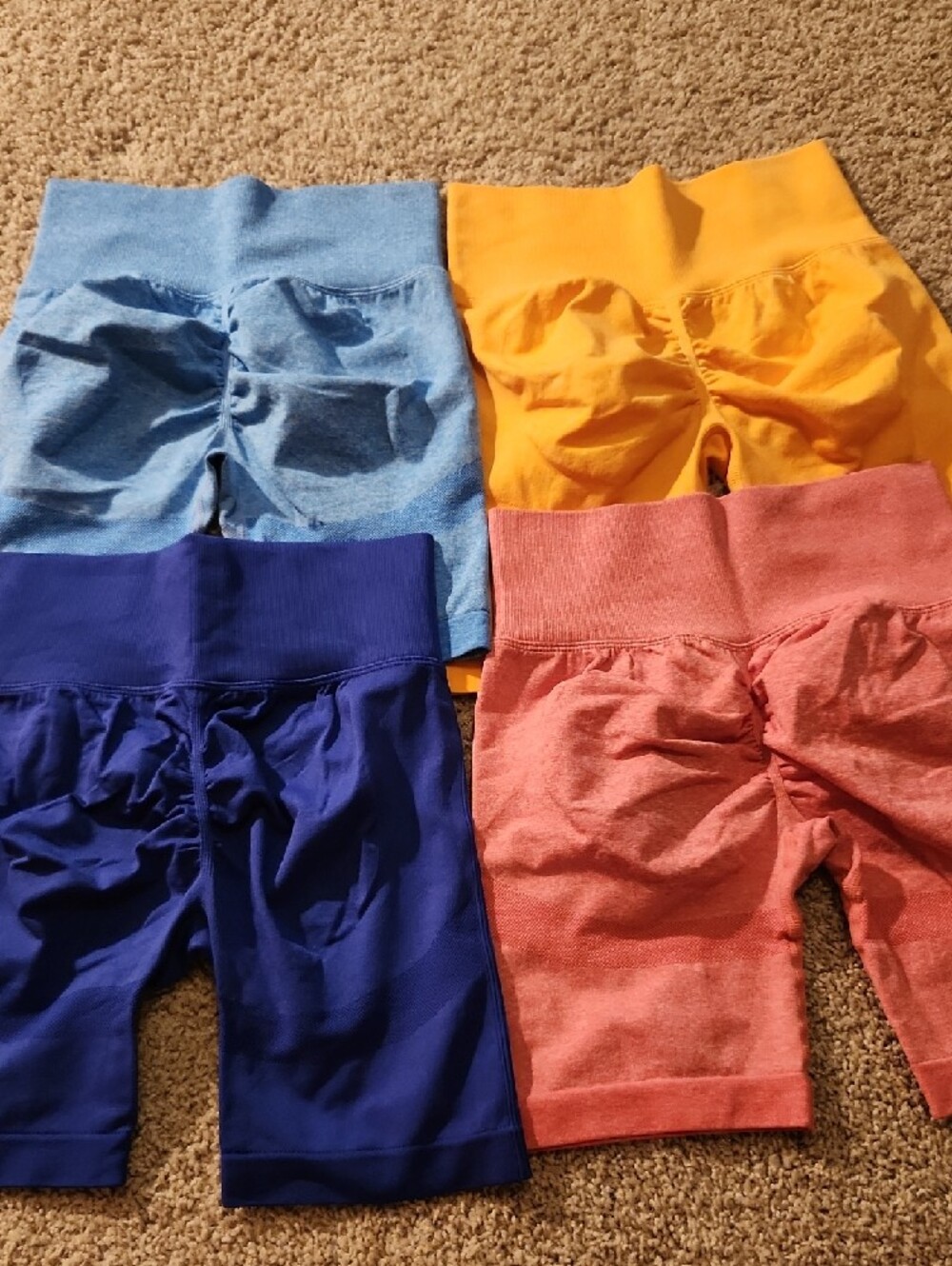 Womens Stretch Bike Shorts - Blue, Yellow, Navy & Coral Set - Picture 2 of 5